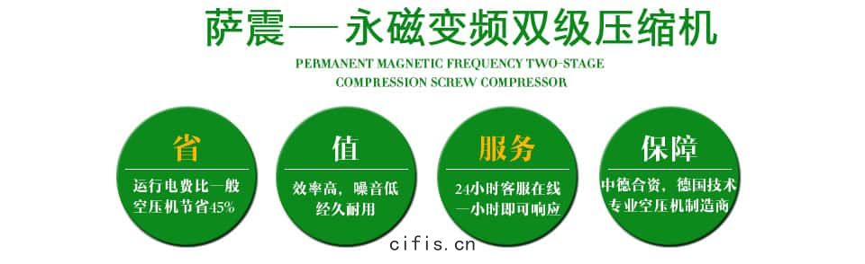 薩(sà)震(zhèn)永(yǒng)磁(cí)變頻雙(shuāng)級(jí)壓縮空壓機